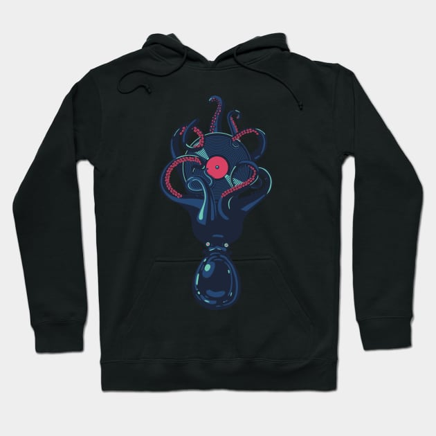 Octopus with a vinyl record Hoodie by Kazanskiy